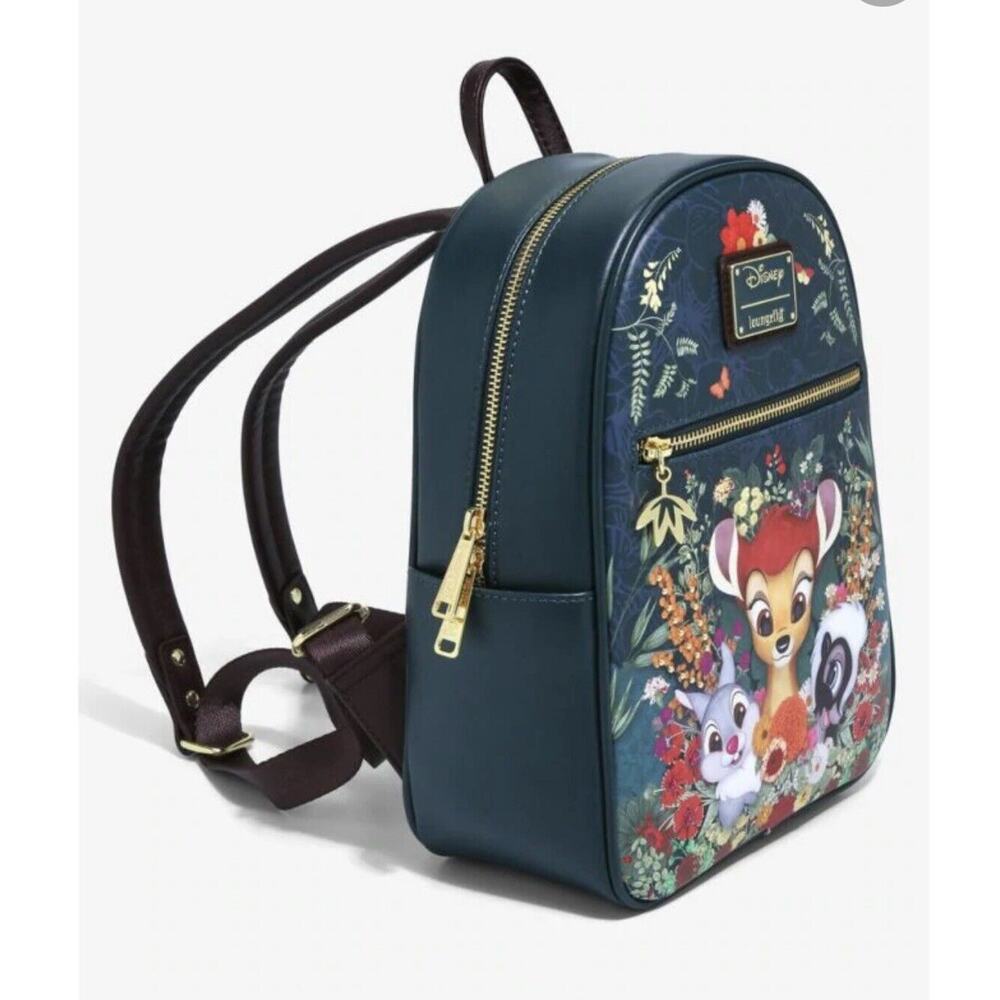 Loungefly Bambi And Friends Floral Forest Mini Backpack Green Spring
